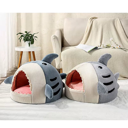Dog Bed Winter Warm Semi-Enclosed Big Mouth Shark Dog Kennel Cat Pad Pet Supplies Comfortable Cat House Sleep Bag Dropshipping